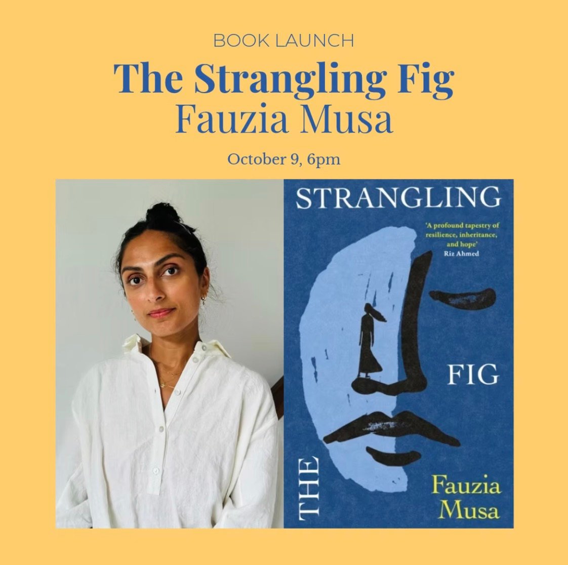 In conversation with author Fauzia Musa, 9th October, 6pm Backstory English Bookshop
